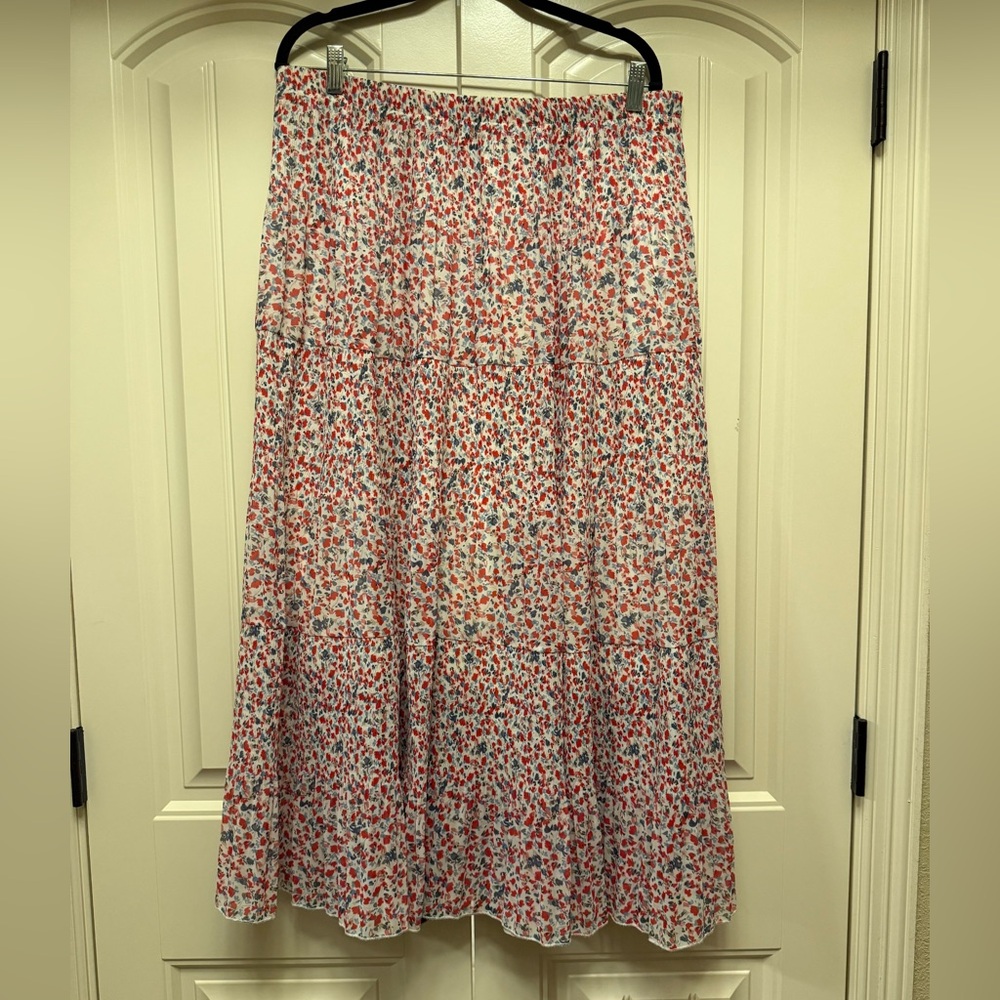 NASHALYLY Chiffon Elastic High Waist Pleated A-Line Flared Maxi Skirt